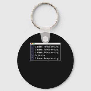 6 Stages Of Debugging Programmer Coding Keychain