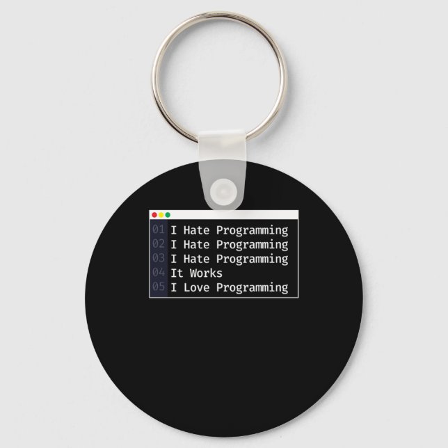 6 Stages Of Debugging Programmer Coding Keychain (Front)