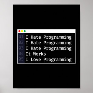 6 Stages Of Debugging Programmer Coding Poster