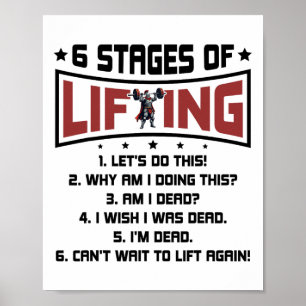 6 Stages Of Lifting Weights Bodybuilding Gym Fitne Poster