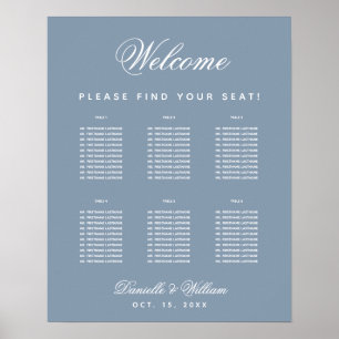 6 Table Dusty Blue Simple  Wedding Seating Chart