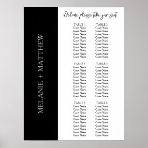 6 Table   Elegant Modern Wedding Seating Chart 