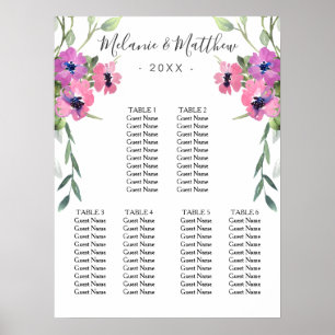 6 Table   Eucalyptus Floral Wedding Seating Chart