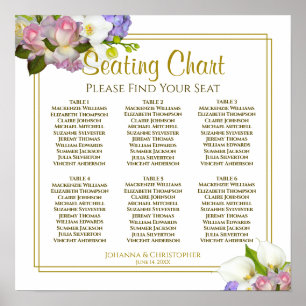 6 Table Floral Pastel Spring Wedding Seating Chart