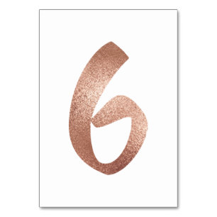 6 Table  Number White Metallic Pink Rose Gold