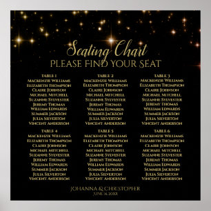 6 Table Shimmering Sparkles Wedding Seating Chart