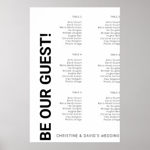 6 table Simple White Wedding seating chart