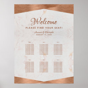 6 Table Wedding Seating Chart Faux Copper Marble