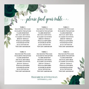 6 Tableau Émeraude Vert Floral Mariage Carte de si