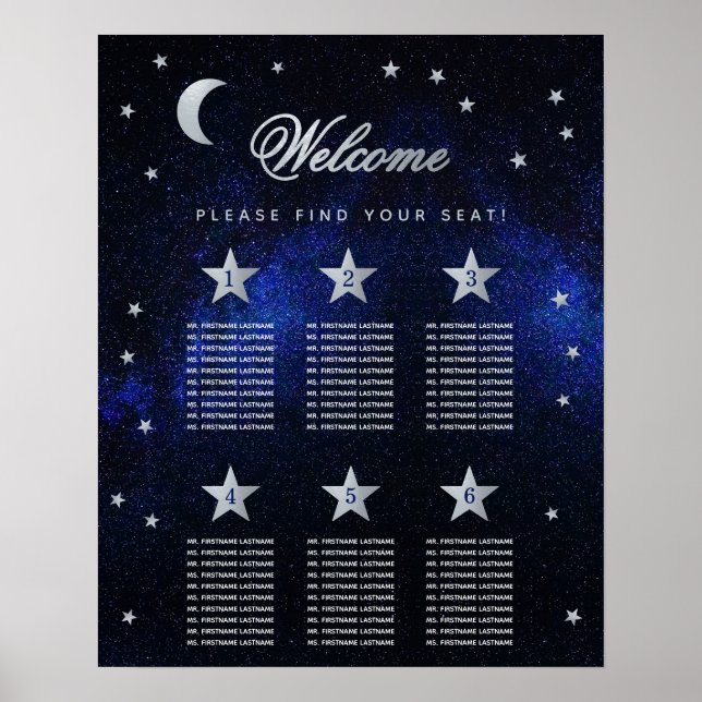 6 Tableau Étoiles célestes Mariage céleste Carte d (Devant)