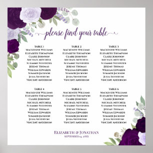 6 Tableau Mariage de saumons floraux violets