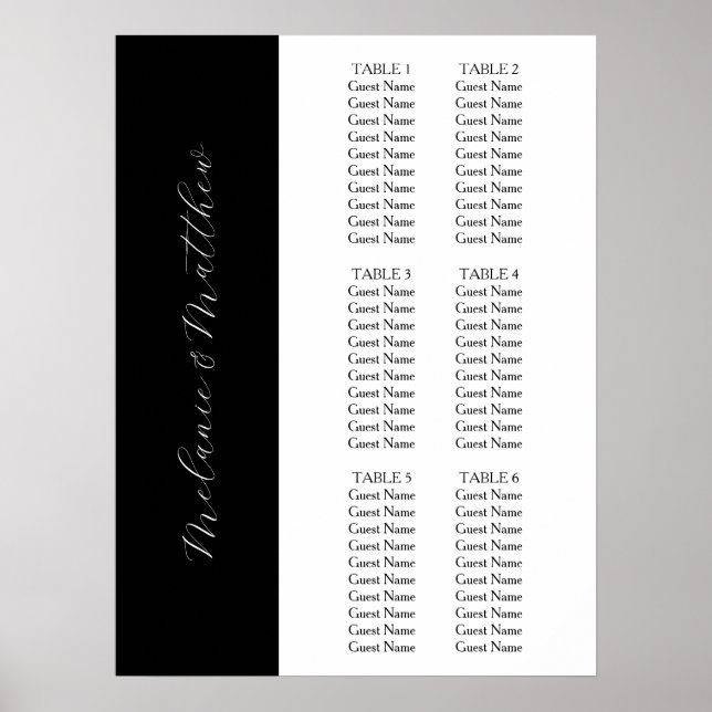 6 Tableau | Tableau de sièges de mariage simple et (Devant)