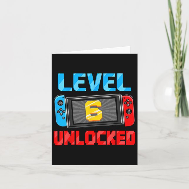 6 Unlocked Gamer 6th Birthday Gift Video Game Boys Card (Front)