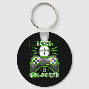 6 Unlocked Video Game 6th Birthday Gamer Boys 3 Keychain