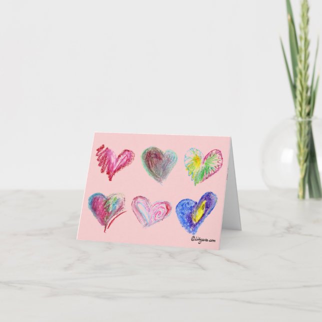 6 Valentine Hearts Greeting Card (Front)