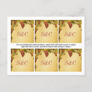 6 Vineyard Wedding Favour Tags Postcard