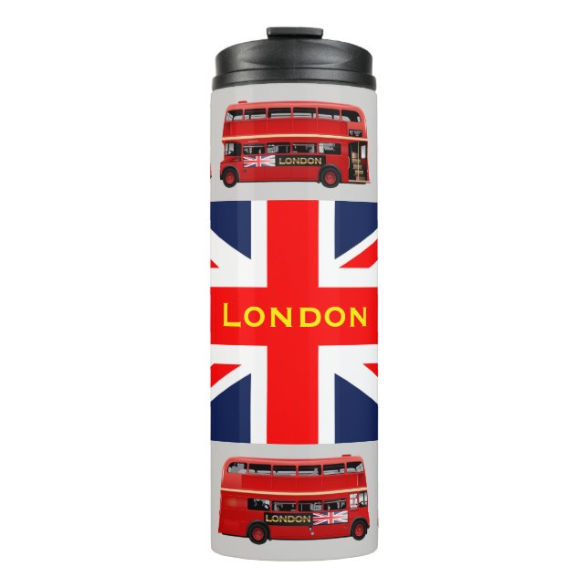 6 Vintage Double-Decker Buses Thermal Tumbler (Front)