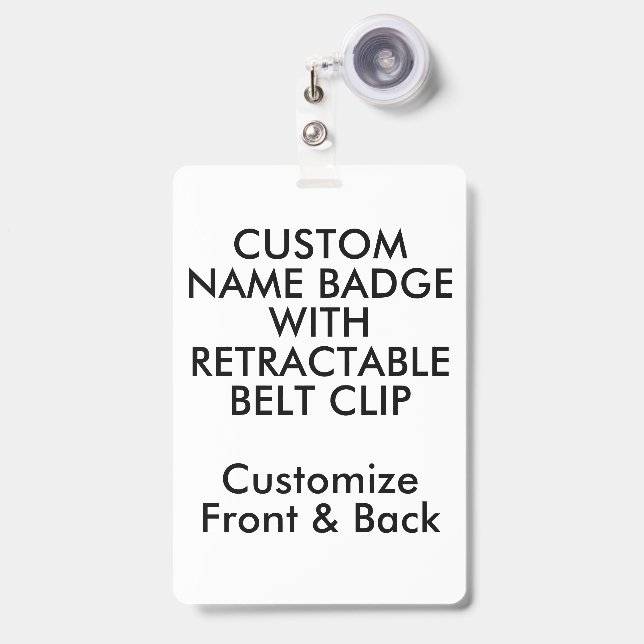 6" x 4" Custom Name Badge & Retractable Belt Clip (Front with Retractable)
