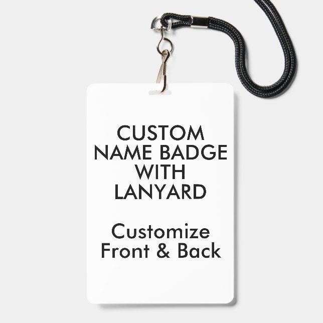 6" x 4" Custom Name Badge with Lanyard Blank (Front with Lanyard)