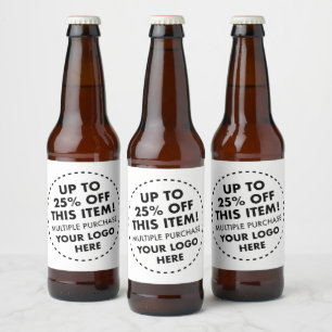 6 x Étiquettes de bières personnalisés 25% DE BON 