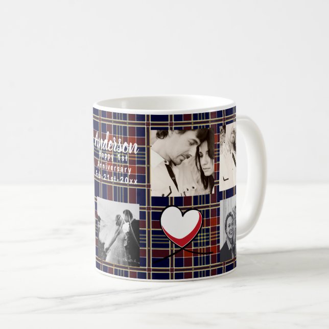 6 x PHOTO COLLAGE Wedding-Anniversary-Vow Renewal Coffee Mug (Front Right)