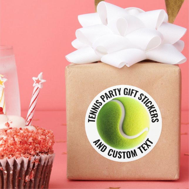 6 x Tennis Ball with Custom Personalized Text 3" Classic Round Sticker (Party)