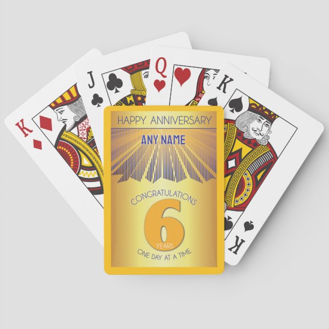 6 Year | Golden Ray 12 Step CUSTOM NAME Playing Cards (Back)