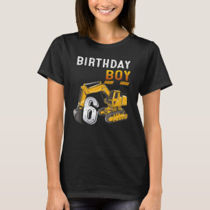 6 Year Old 6th Birthday Construction Vehicle Excav T-Shirt