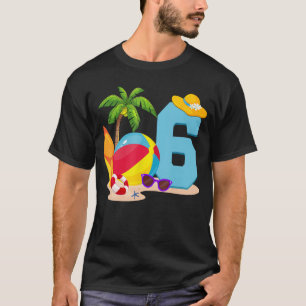 6 Year Old Beach Ball Pool Party Birthday Summer V T-Shirt