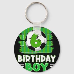 6 Year Old Birthday Boy Soccer 6th Party Theme Keychain