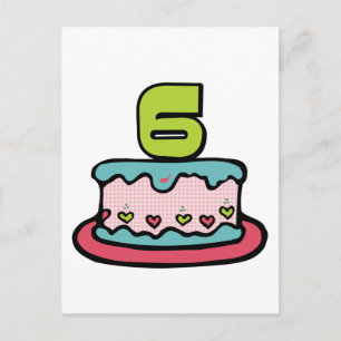 6 Year Old Birthday Cake Postcard