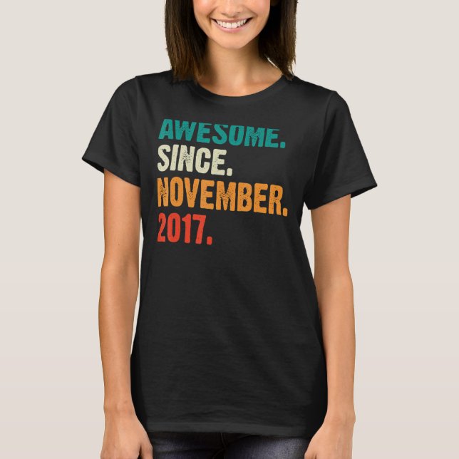 6 Year Old Boy 6th Birthday Awesome Since November T-Shirt (Front)
