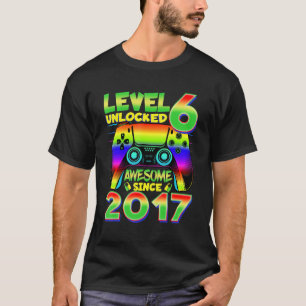 6 Year Old Boy Level 6 Unlocked Awesome 2017 6th B T-Shirt