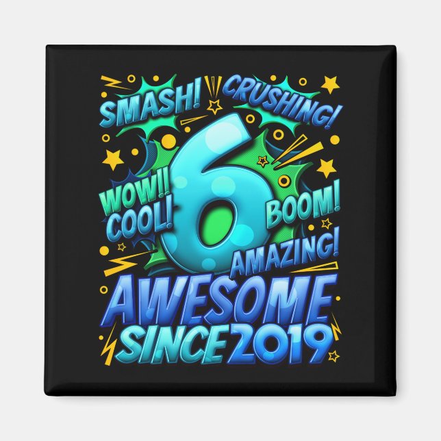 6 Year Old For Boys 6th Birthday Boy 6 Year Old Bo Magnet (Front)