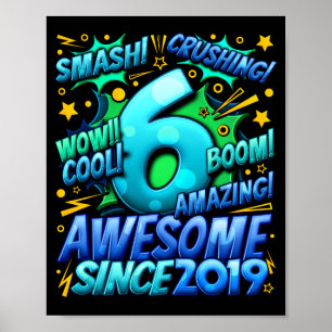 6 Year Old For Boys 6th Birthday Boy 6 Year Old Bo Poster
