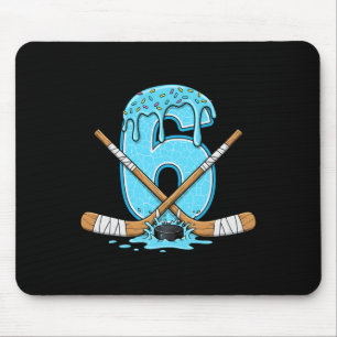 6 Year Old Hockey Ice Cream Drip Youth 6th Birthda Mouse Pad