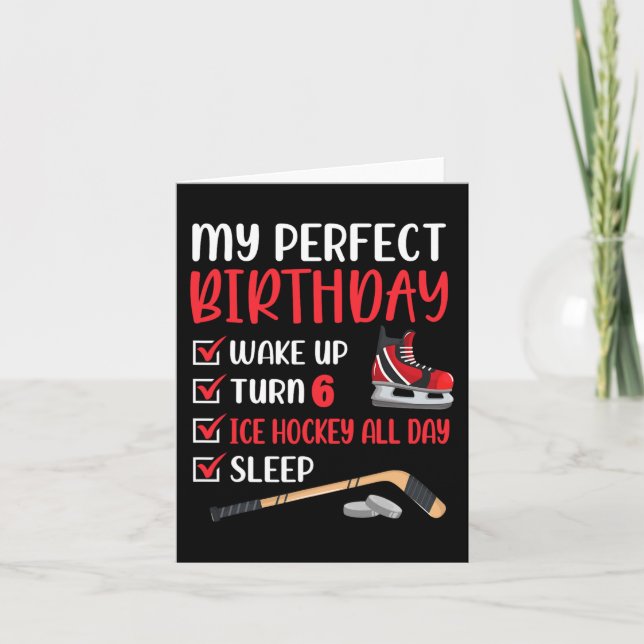 6 Year Old Ice Hockey Birthday Party 6th Boy Bday  Card (Front)