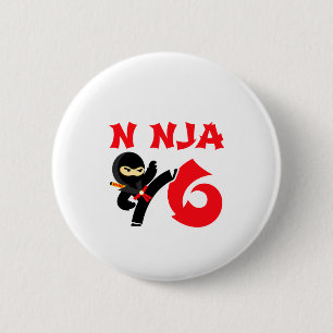 6 Year Old Karate Ninja Party Kids 6th Birthday T 2 Inch Round Button
