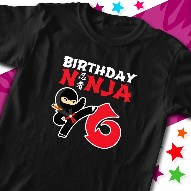 6 Year Old Karate Ninja Party Kids 6th Birthday T-Shirt (Creator Uploaded)