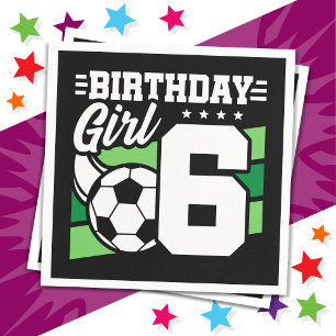 6 Year Old Soccer Football Party 6th Birthday Girl Napkin