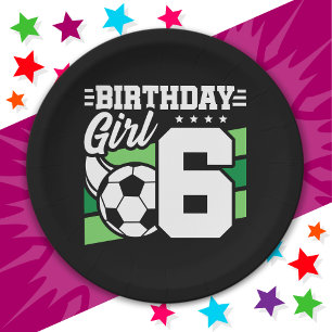 6 Year Old Soccer Football Party 6th Birthday Girl Paper Plate
