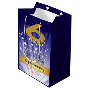 6 Year Recovery Anniversary Bold Numeral Medium Gift Bag