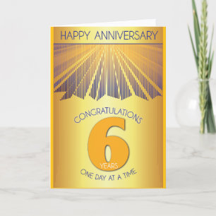 6 Year Sober Anniversary Golden Ray 12 Step Card