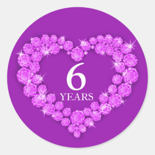 6 years amethyst anniversary heart sticker