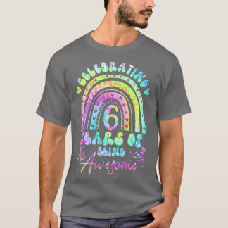 6 Years Of Being Awesome 6th Birthday Girl Tie Dye T-Shirt