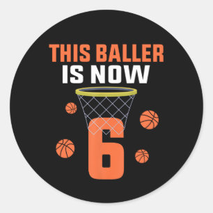 6 Years Old 6th Birthday Basketball Gift For Boys Classic Round Sticker