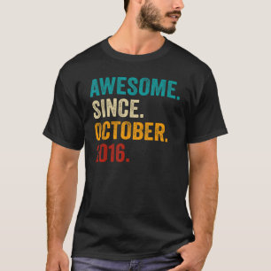 6 Years Old 6th Birthday Boy Awesome Since Octobe T-Shirt