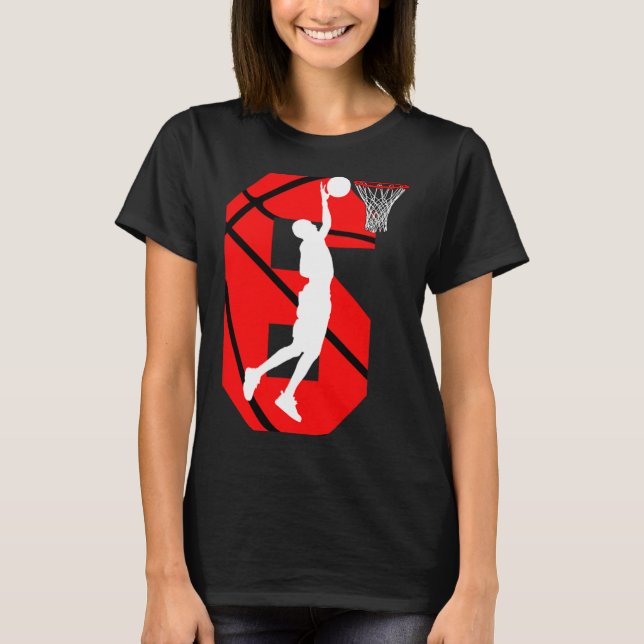 6 years Old 6th Birthday Boy Basketball lovers  T-Shirt (Front)