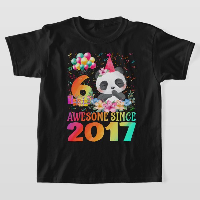 6 Years Old 6th Birthday Panda Unicorn Girl Party  T-Shirt (Laydown)