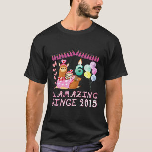 6 Years Old 6th Birthday Sloth Riding Llama Girls T-Shirt